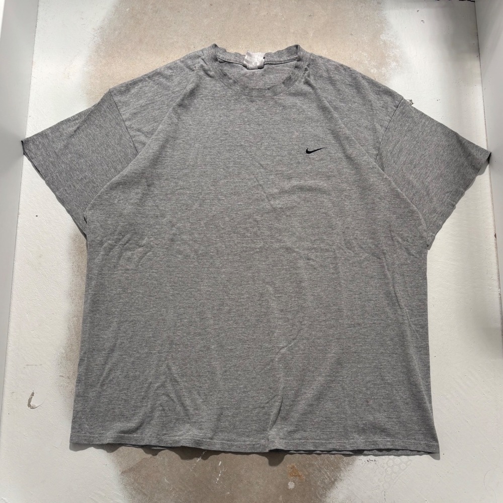 Nike Mens Vintage Heather Grey Embroidered Swoosh T-Shirt Short Sleeve Tee XXL